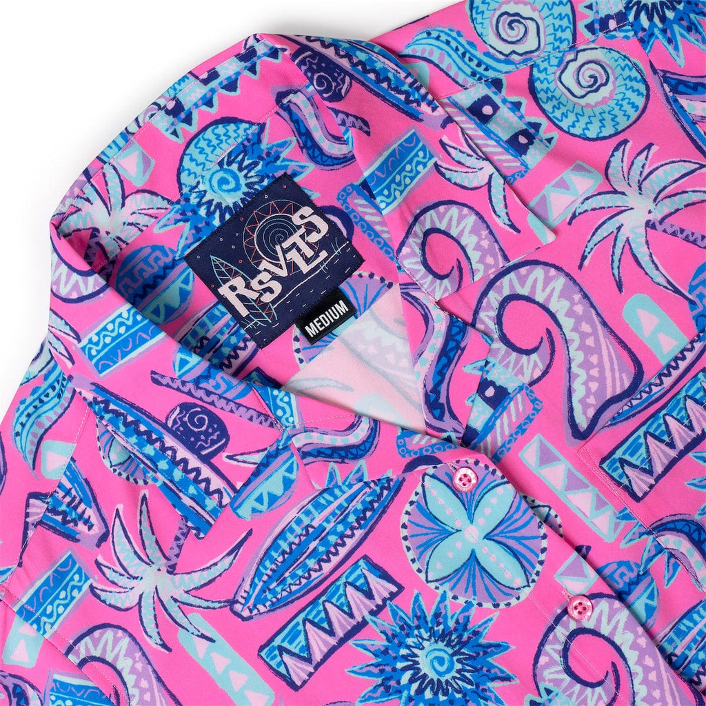 RSVLTS Pink Sand Beach Women's KUNUFLEX Short Sleeve Shirt in Pink — detail 4