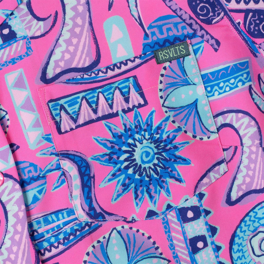 RSVLTS Pink Sand Beach Women's KUNUFLEX Short Sleeve Shirt in Pink — detail 3