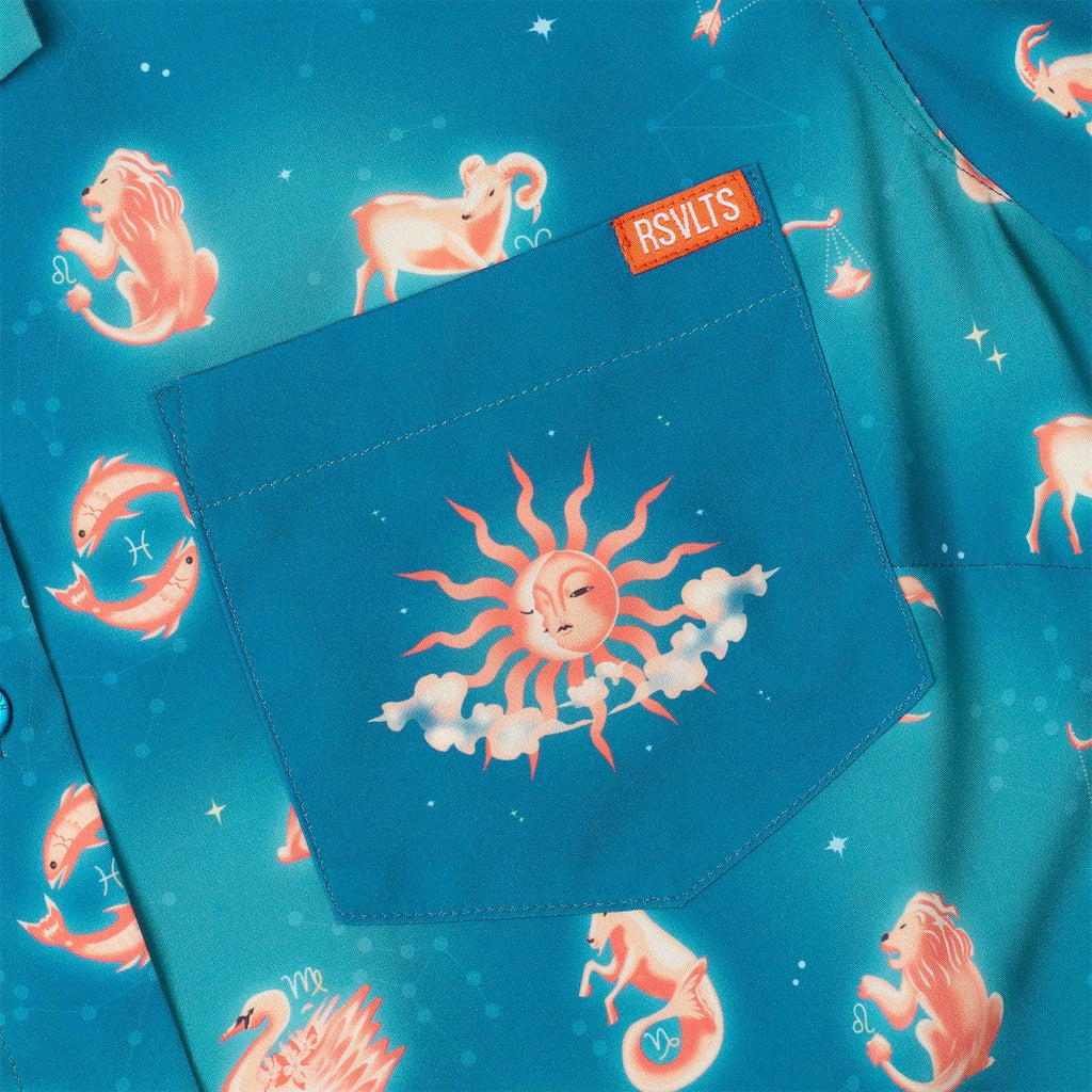 RSVLTS Star-Crossed Cosmos Women's KUNUFLEX Short Sleeve Shirt in Blue — detail 3