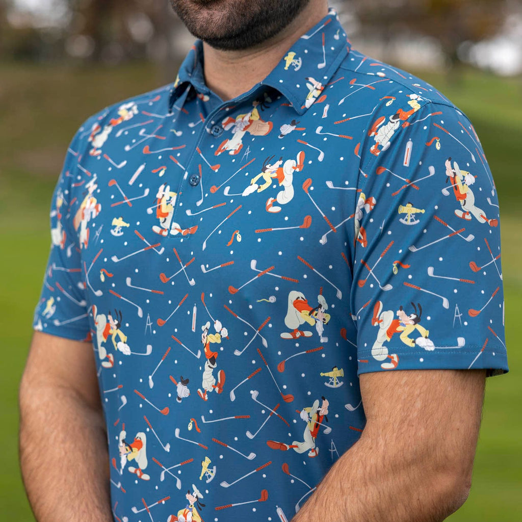 RSVLTS Goofy Golf All-Day Polo in Blue — front view