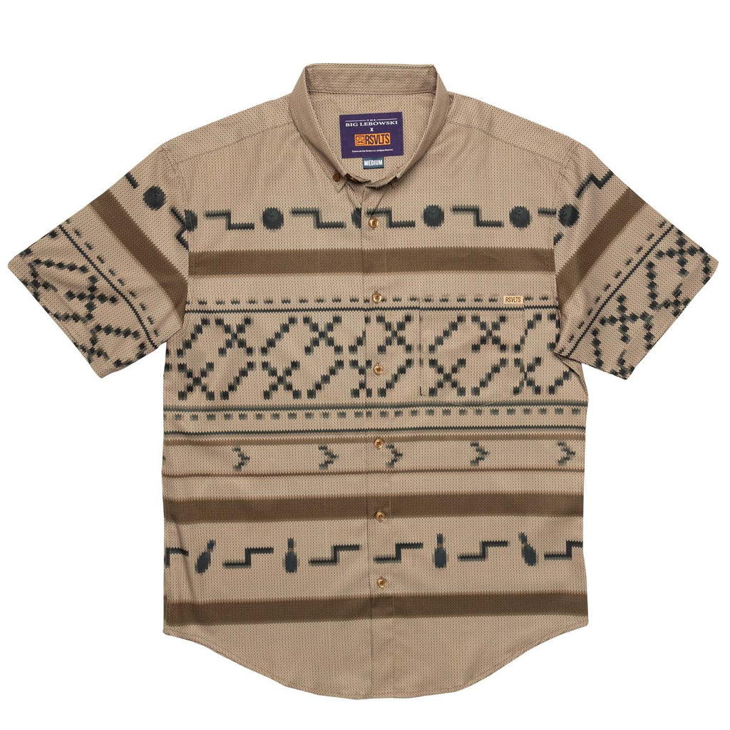 RSVLTS El Duderino KUNUFLEX Short Sleeve Shirt in Brown — detail 2