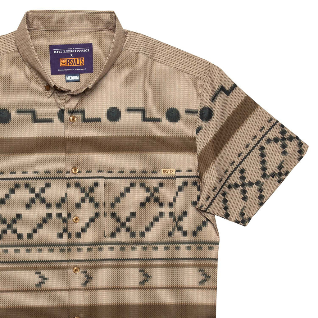 RSVLTS El Duderino KUNUFLEX Short Sleeve Shirt in Brown — front view