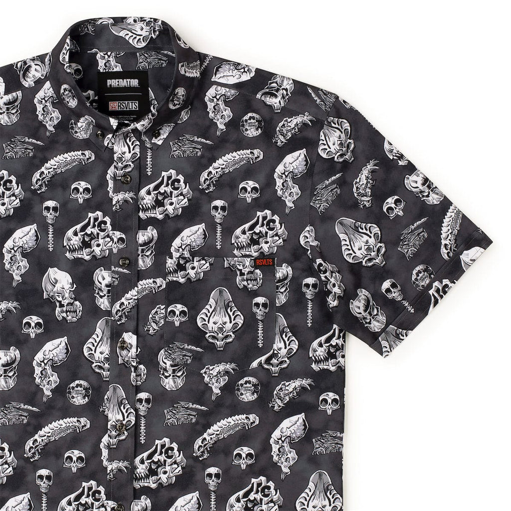 RSVLTS Trophy Wall KUNUFLEX Short Sleeve Shirt in Gray — front view