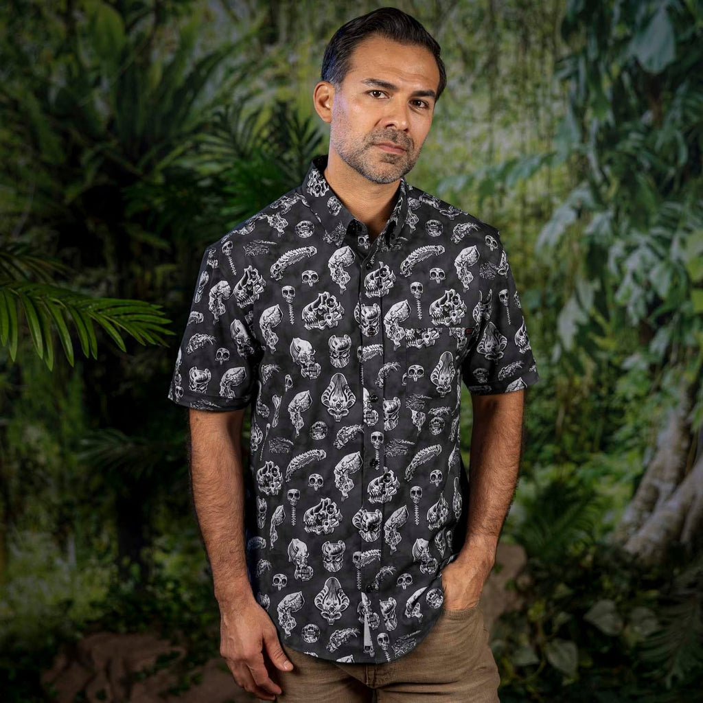 RSVLTS Trophy Wall KUNUFLEX Short Sleeve Shirt in Gray — detail 3