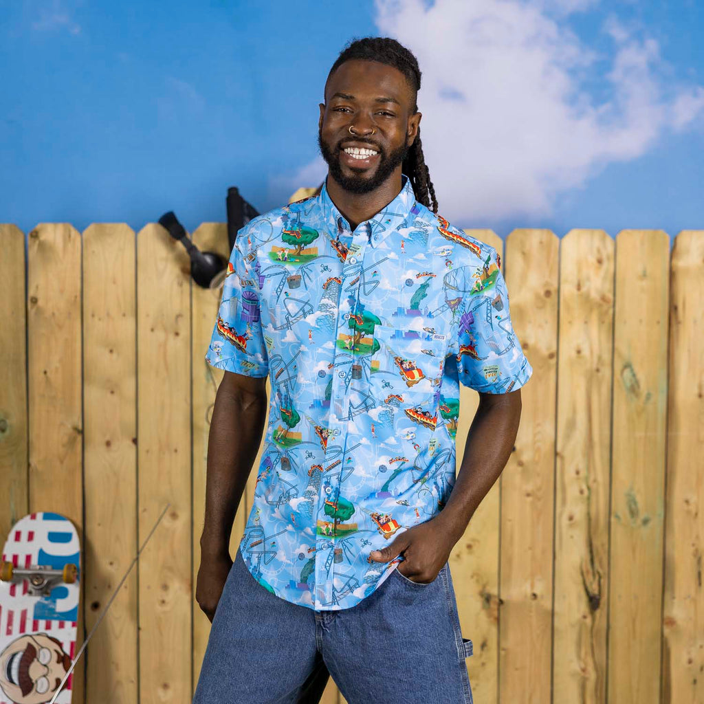 RSVLTS Summer Shenanigans KUNUFLEX Short Sleeve Shirt in Blue — detail 4