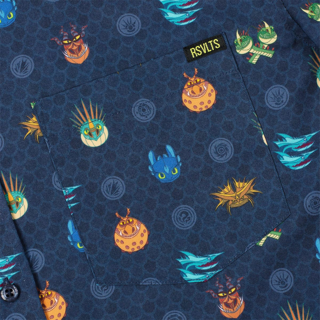 RSVLTS Fiery Faces KUNUFLEX Short Sleeve Shirt in Blue — detail 8