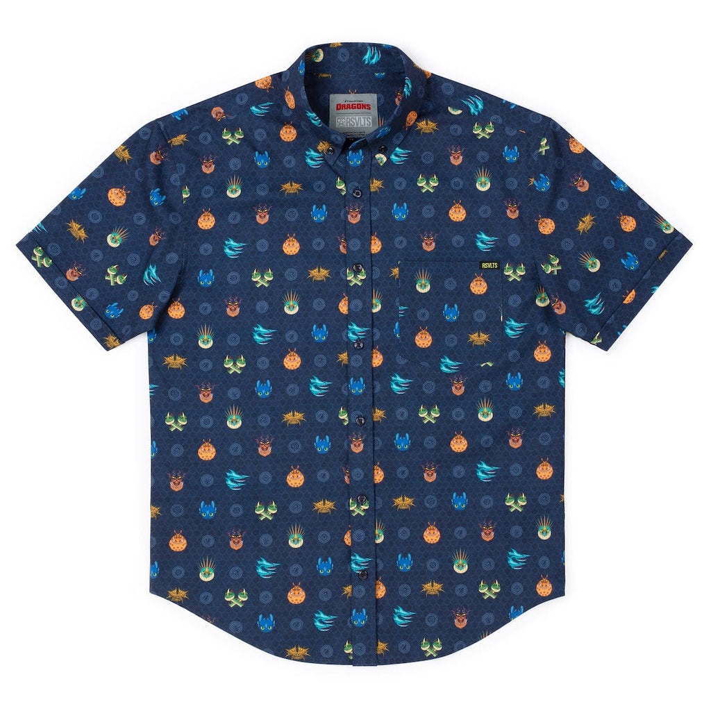 RSVLTS Fiery Faces KUNUFLEX Short Sleeve Shirt in Blue — detail 10