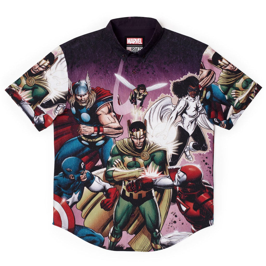 RSVLTS Asgard’s Worst KUNUFLEX Short Sleeve Shirt in Black — front view