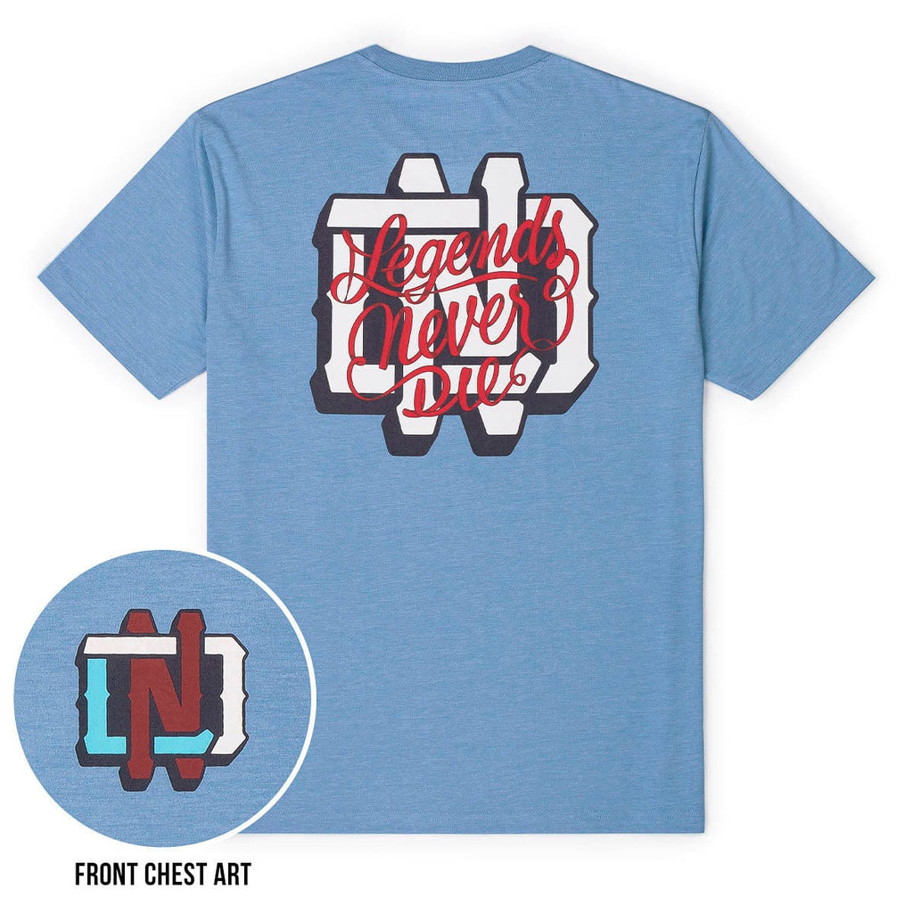 RSVLTS LND Crewneck Tee in Blue — front view