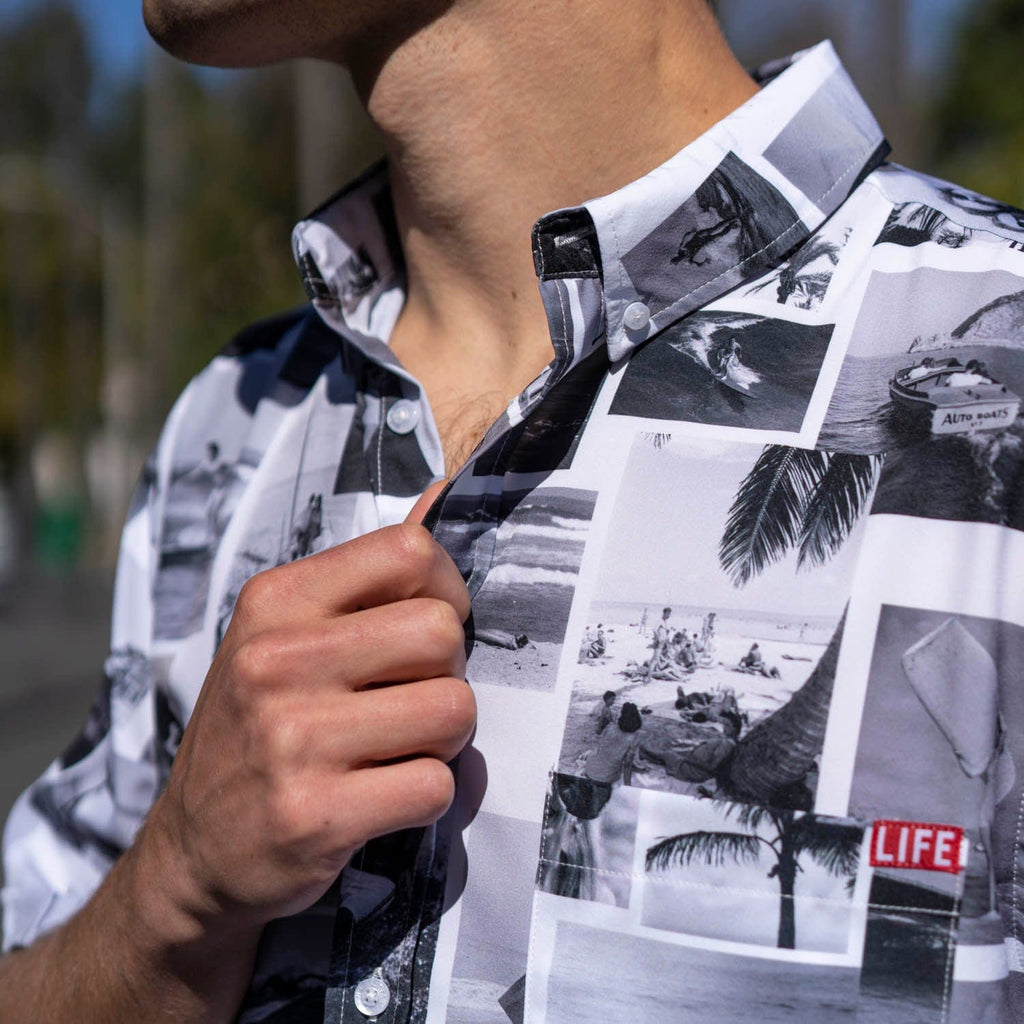 RSVLTS The Good Life KUNUFLEX Short Sleeve Shirt in White — detail 6