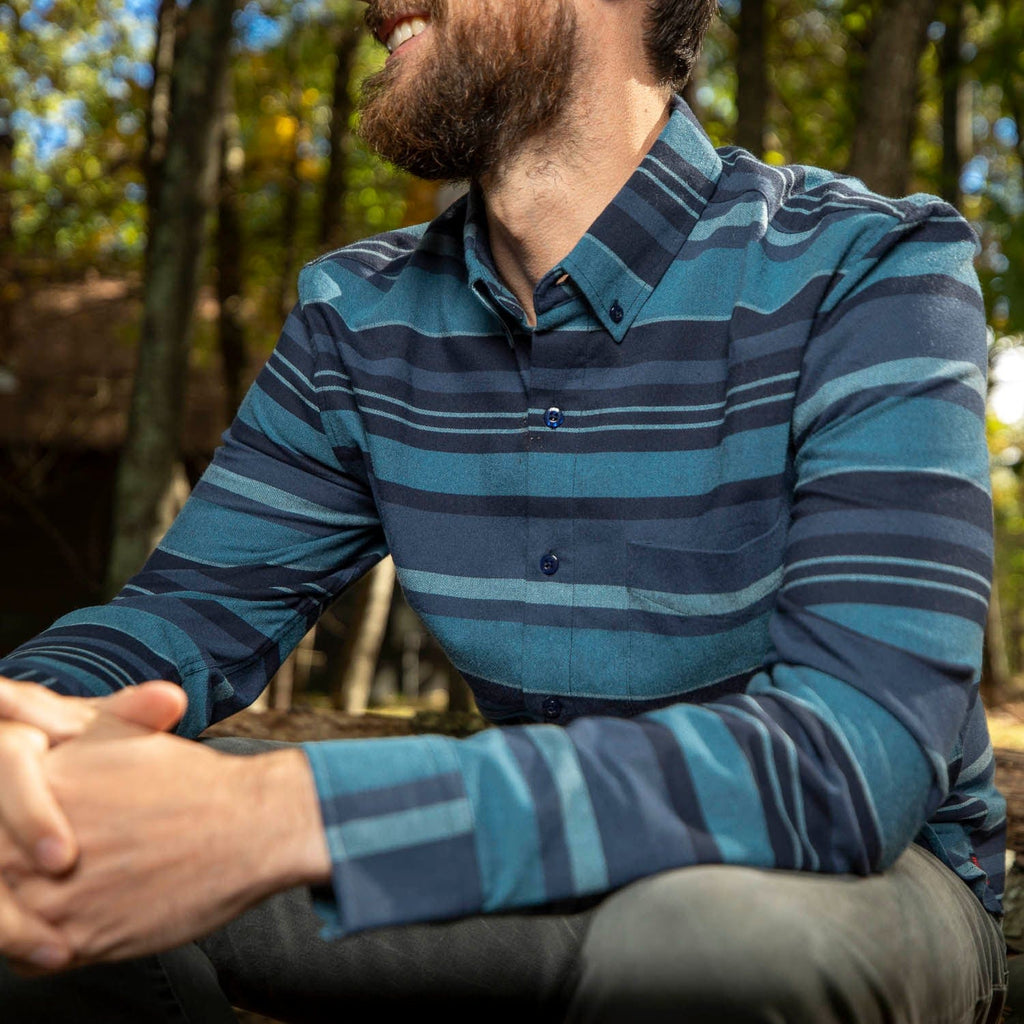 RSVLTS The Bodhi BorlandFlex Long Sleeve Flannel in Blue — detail 2