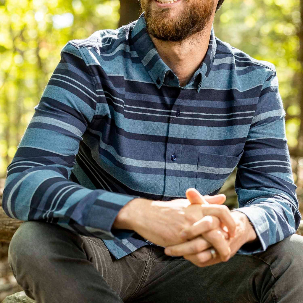 RSVLTS The Bodhi BorlandFlex Long Sleeve Flannel in Blue — detail 7