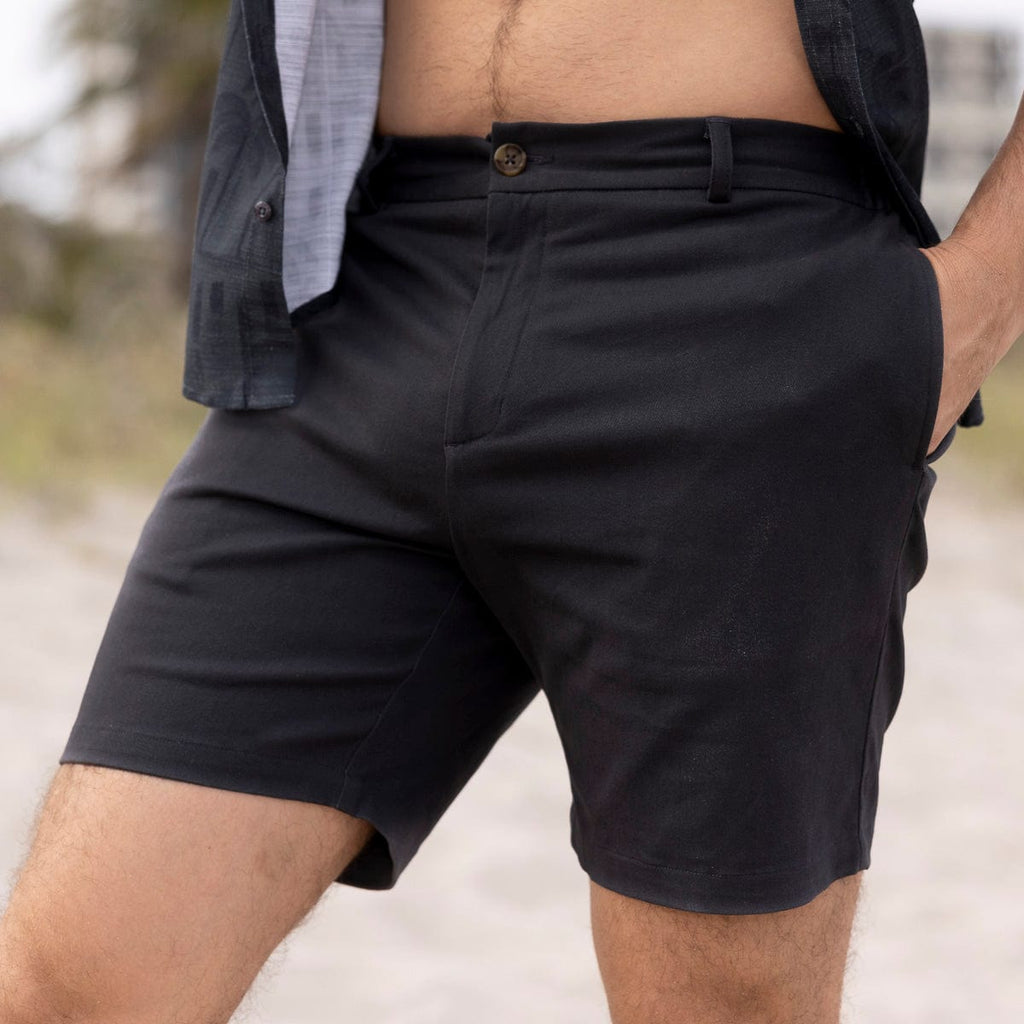 RSVLTS Black Chino Shorts — front view