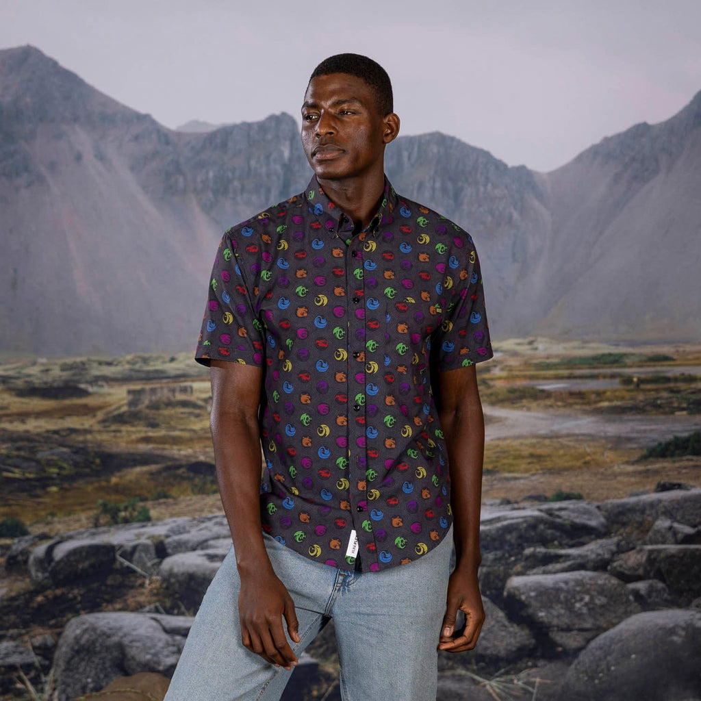 RSVLTS Sizzlin' Sigils KUNUFLEX Short Sleeve Shirt in Gray — detail 5