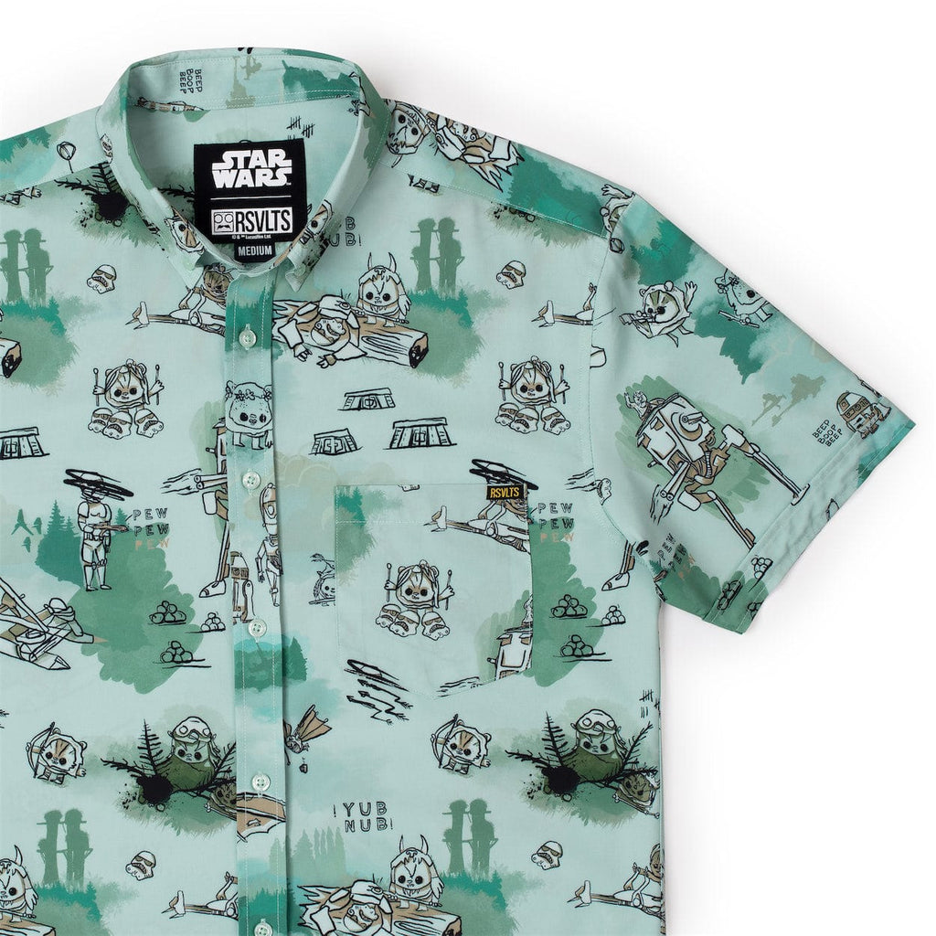 RSVLTS Ewok Warriors KUNUFLEX Short Sleeve Shirt in Green — front view