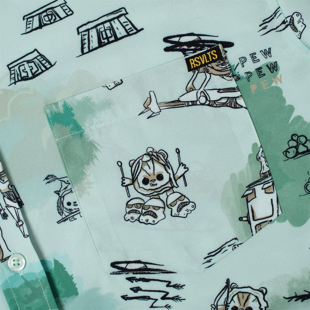 RSVLTS Ewok Warriors KUNUFLEX Short Sleeve Shirt in Green — detail 3