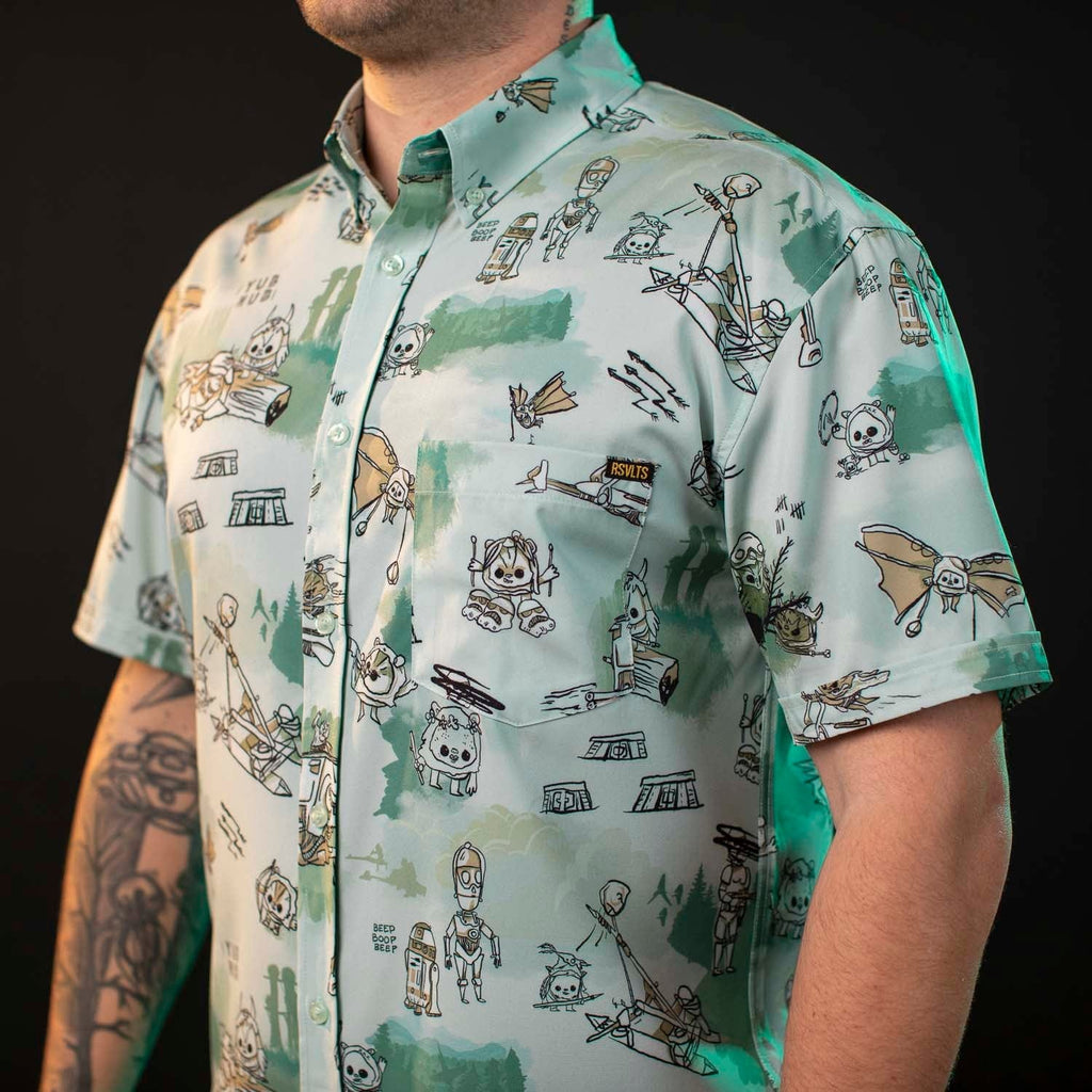 RSVLTS Ewok Warriors KUNUFLEX Short Sleeve Shirt in Green — detail 5
