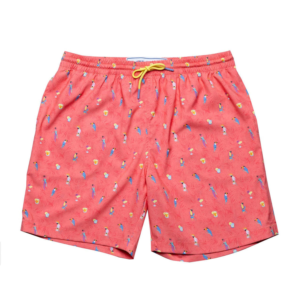 RSVLTS Tropical Flocktails Hybrid Shorts in Pink — front view