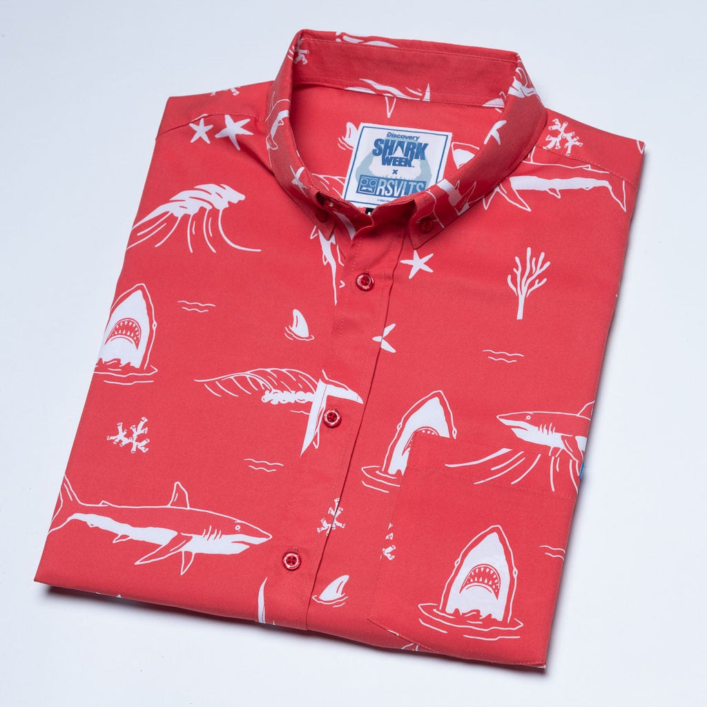 RSVLTS Fins and Flora KUNUFLEX Short Sleeve Shirt in Red — detail 4