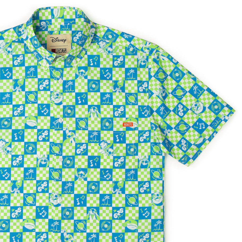 RSVLTS Galactic Groovin' KUNUFLEX Short Sleeve Shirt in Green — front view