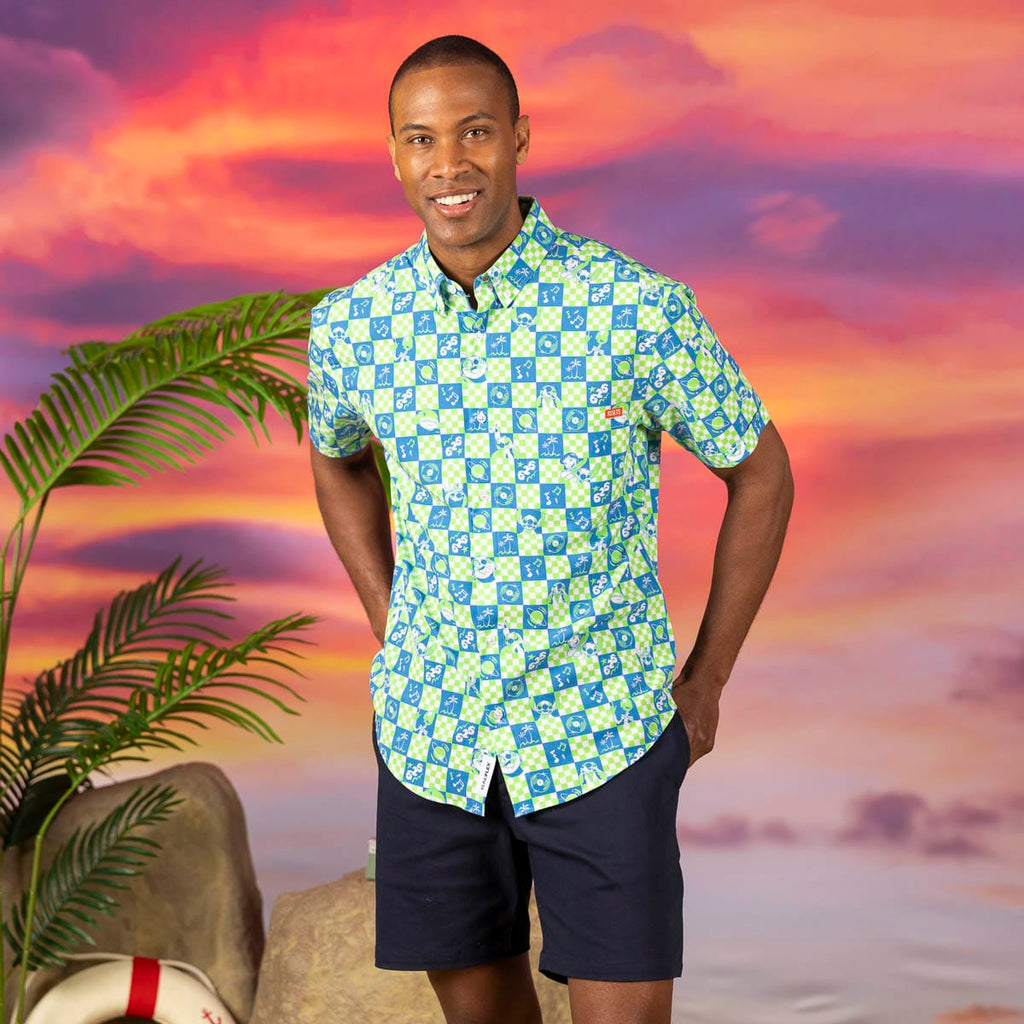 RSVLTS Galactic Groovin' KUNUFLEX Short Sleeve Shirt in Green — detail 5
