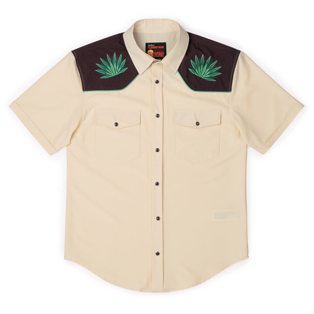 RSVLTS Mas Santo! Roper Short Sleeve Shirt in Neutral — detail 5