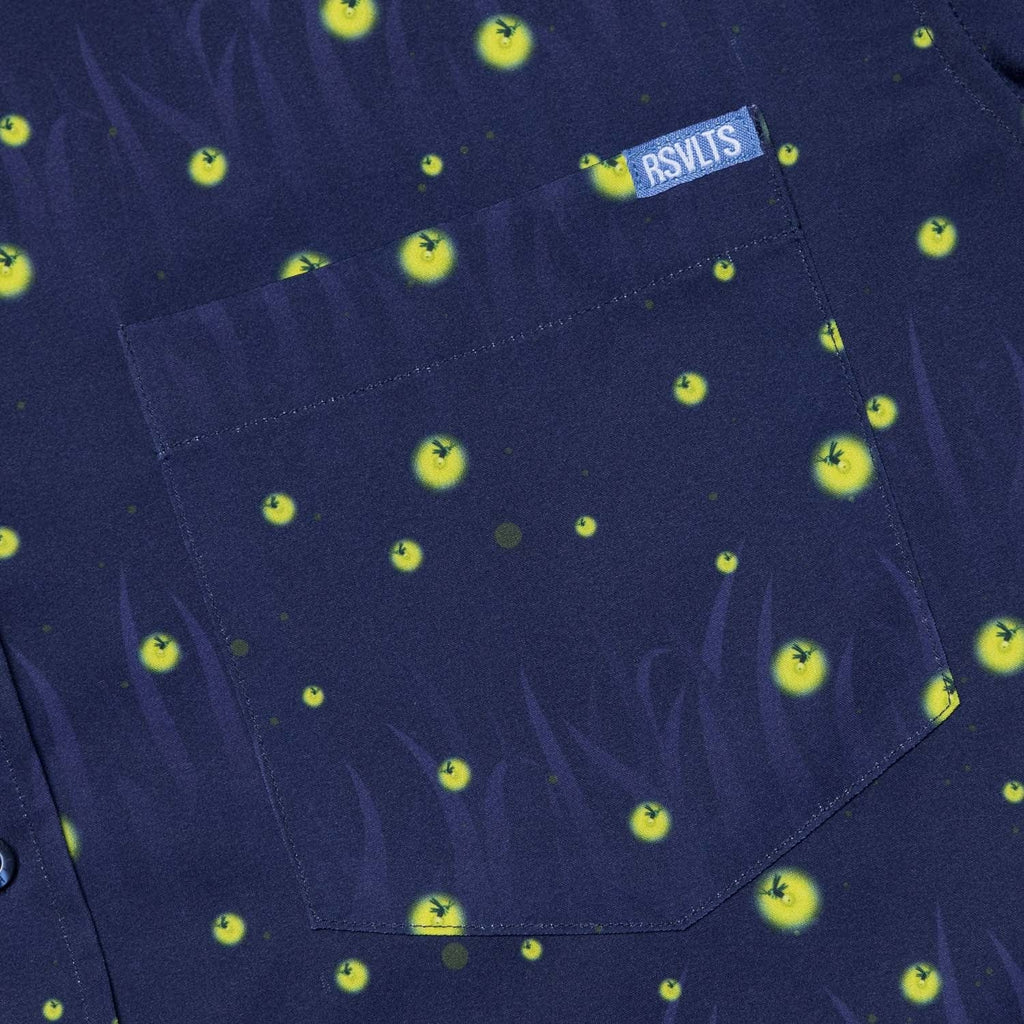 RSVLTS Fireflies KUNUFLEX Short Sleeve Shirt in Blue — detail 7