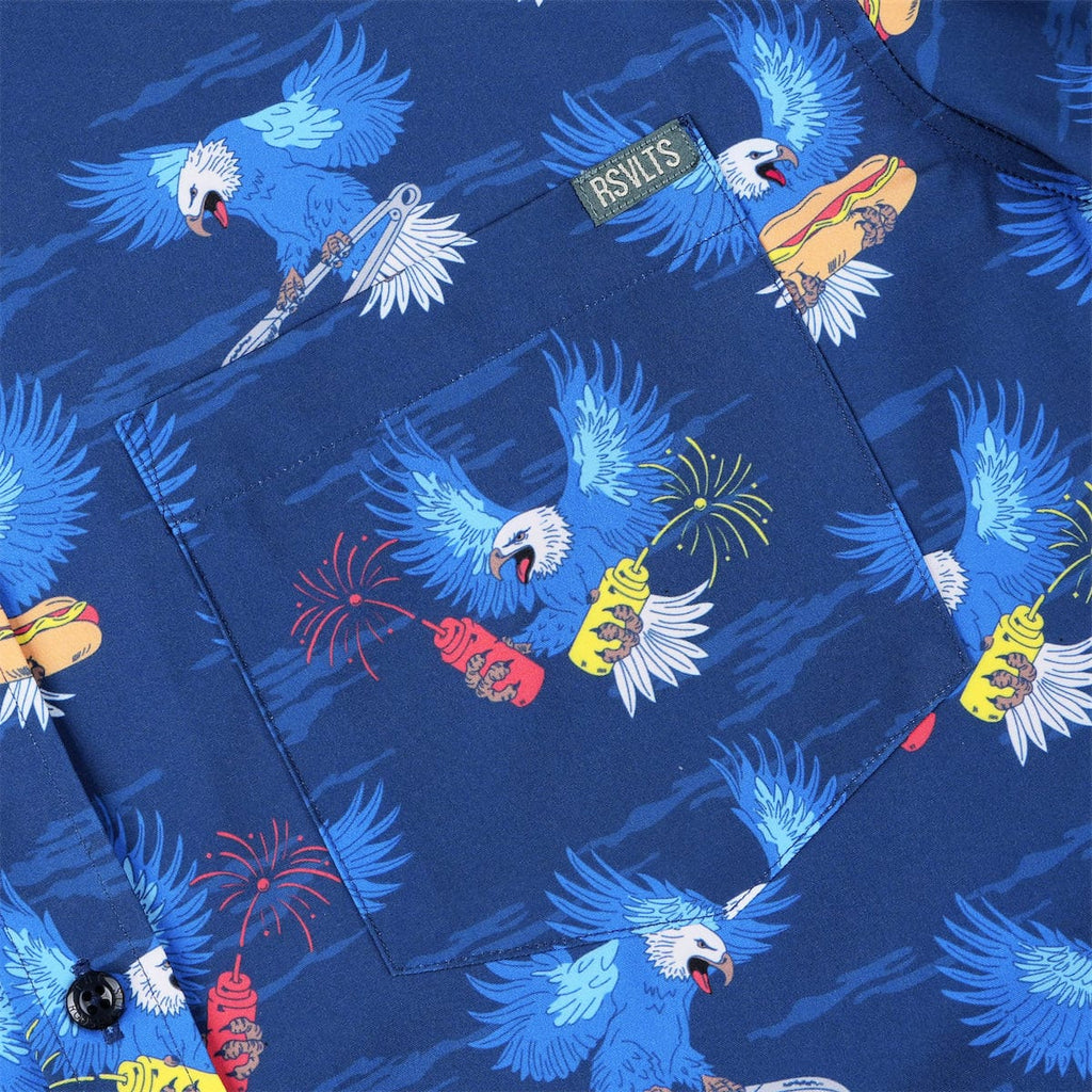 RSVLTS BBQ Wings KUNUFLEX Short Sleeve Shirt in Blue — detail 5