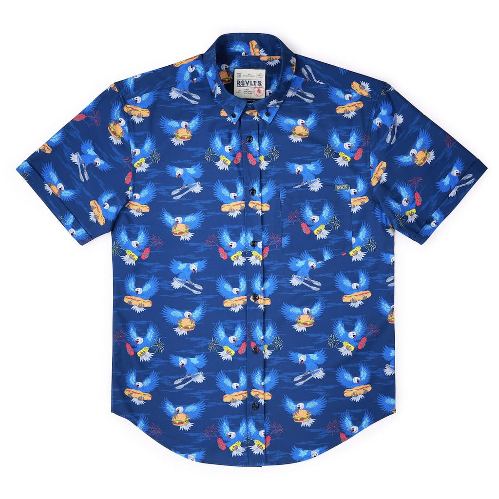 RSVLTS BBQ Wings KUNUFLEX Short Sleeve Shirt in Blue — detail 6