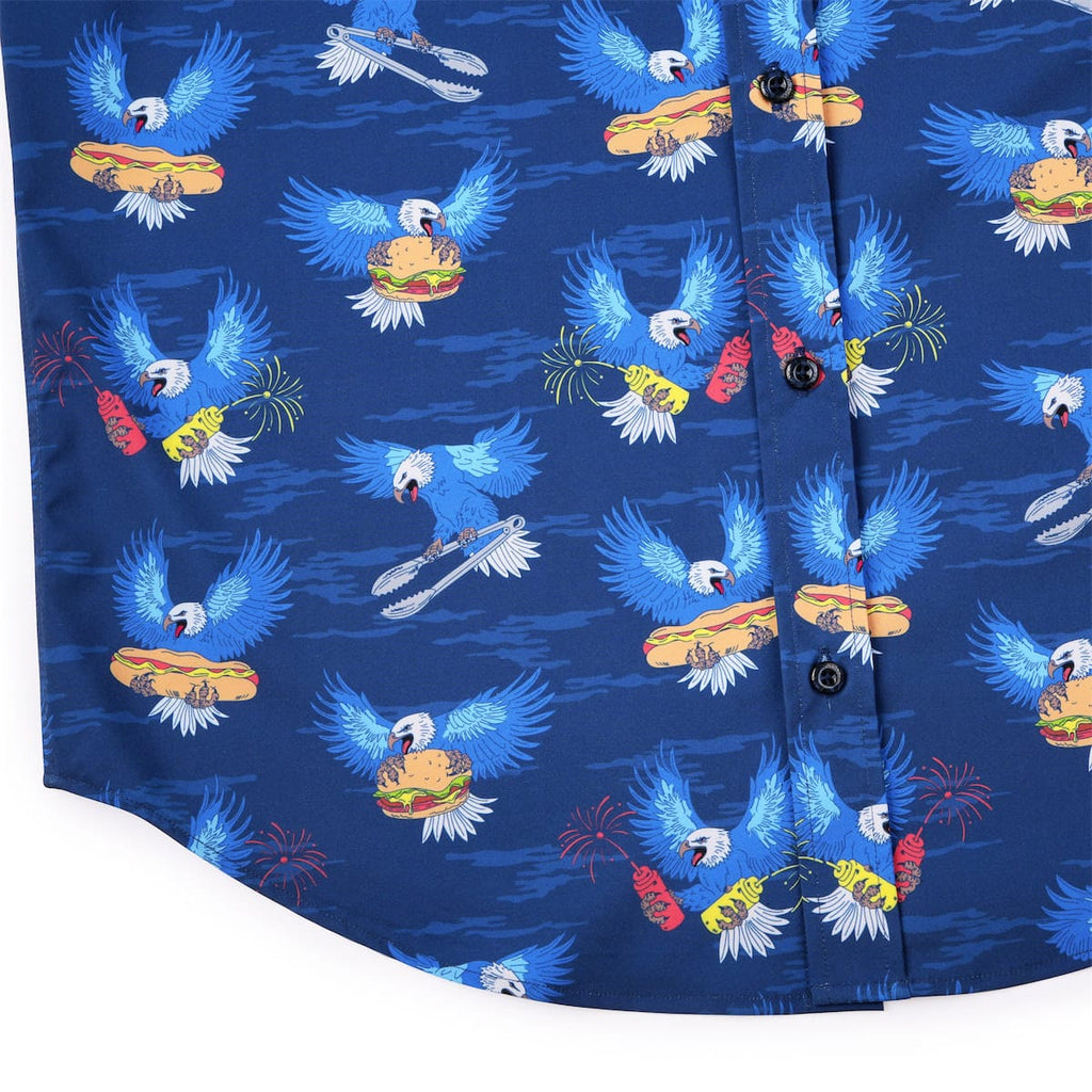 RSVLTS BBQ Wings KUNUFLEX Short Sleeve Shirt in Blue — detail 8