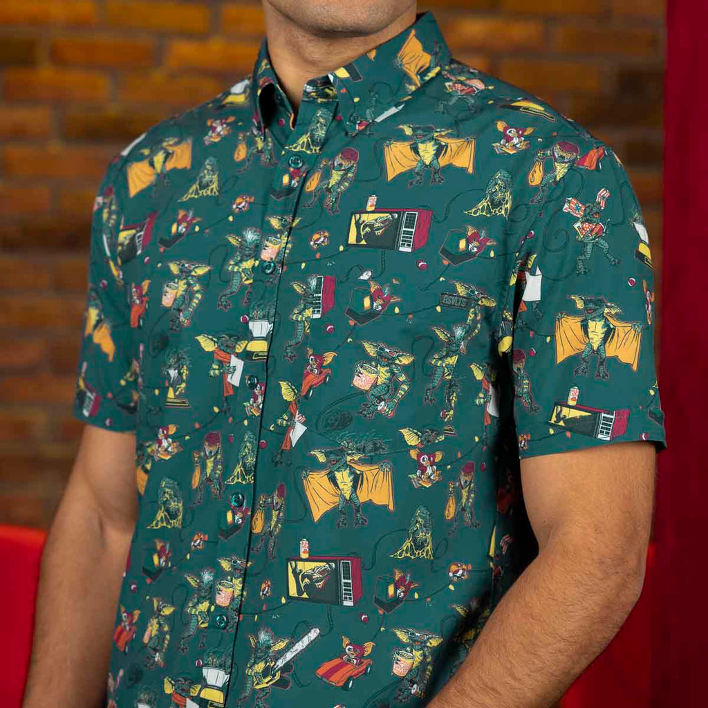 RSVLTS Midnight Mayhem KUNUFLEX Short Sleeve Shirt in Green — detail 4