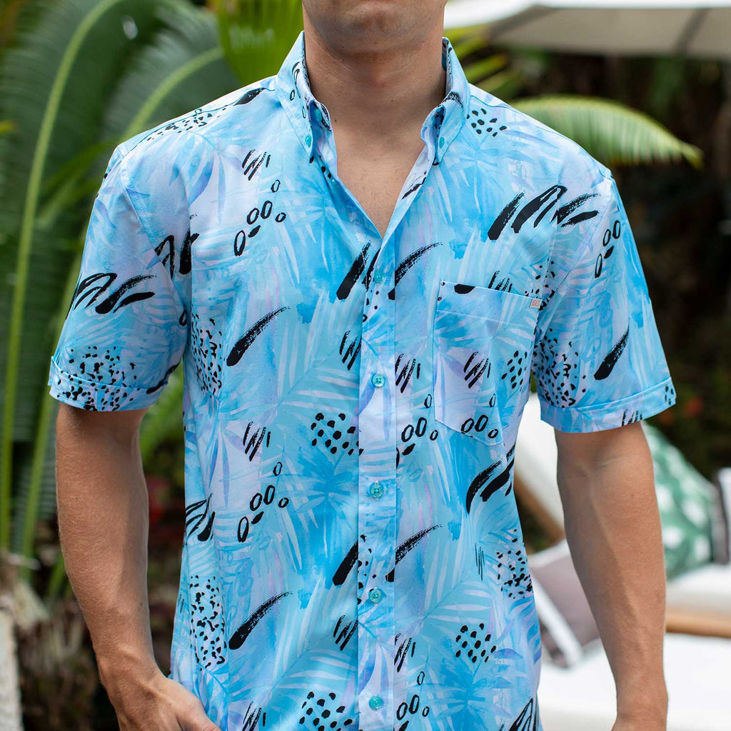 RSVLTS Blueberry Bomb Blast KUNUFLEX Short Sleeve Shirt in Blue — detail 8