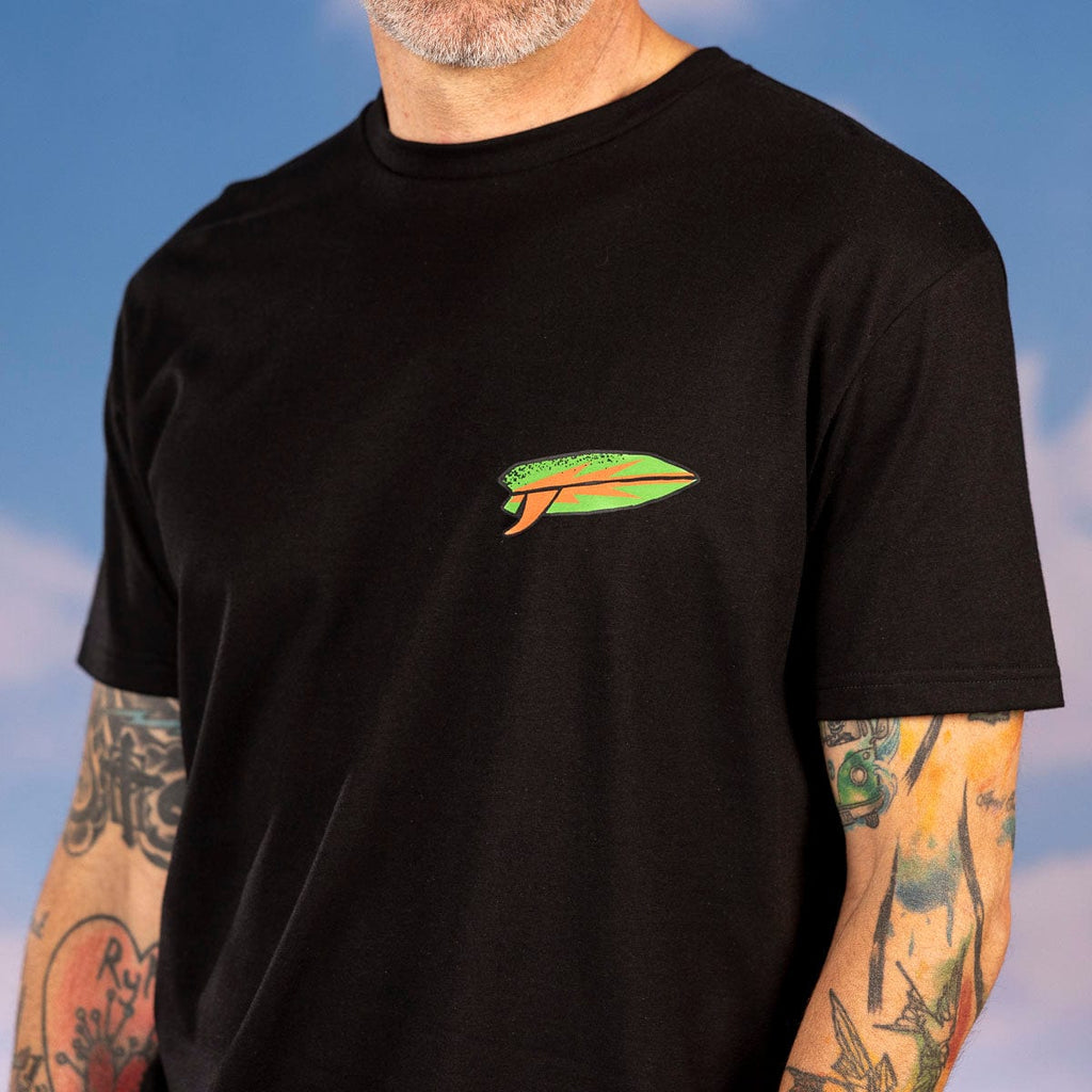 RSVLTS Sun. Surf. Shark. Crewneck Tee in Black — detail 6