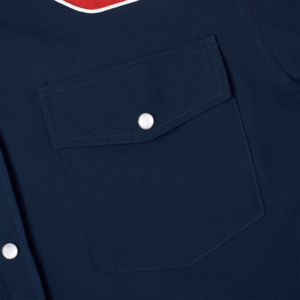RSVLTS Great White Buffalo Roper Short Sleeve Shirt in Blue — detail 6