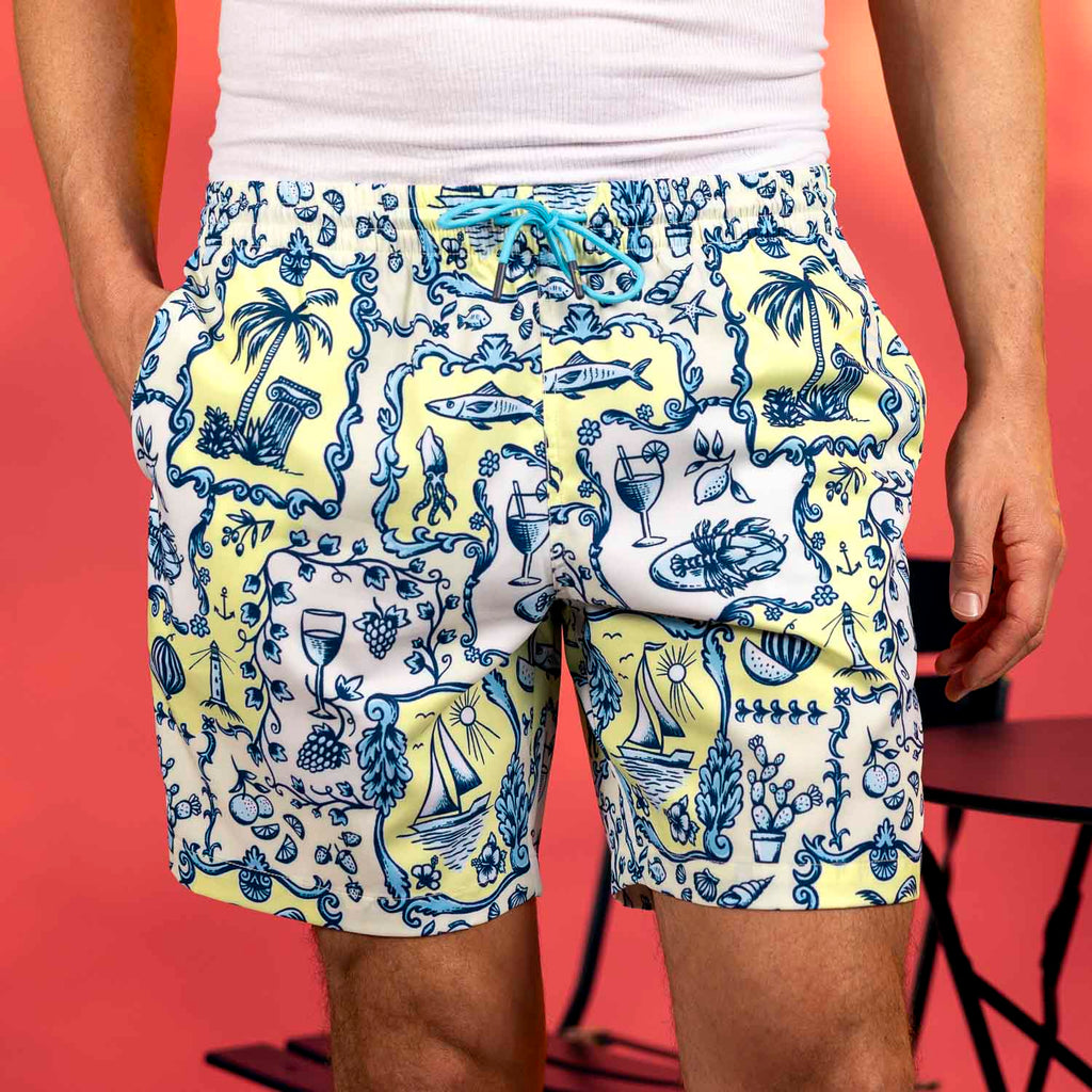 RSVLTS La Dolce Vita Hybrid Shorts in Blue — front view
