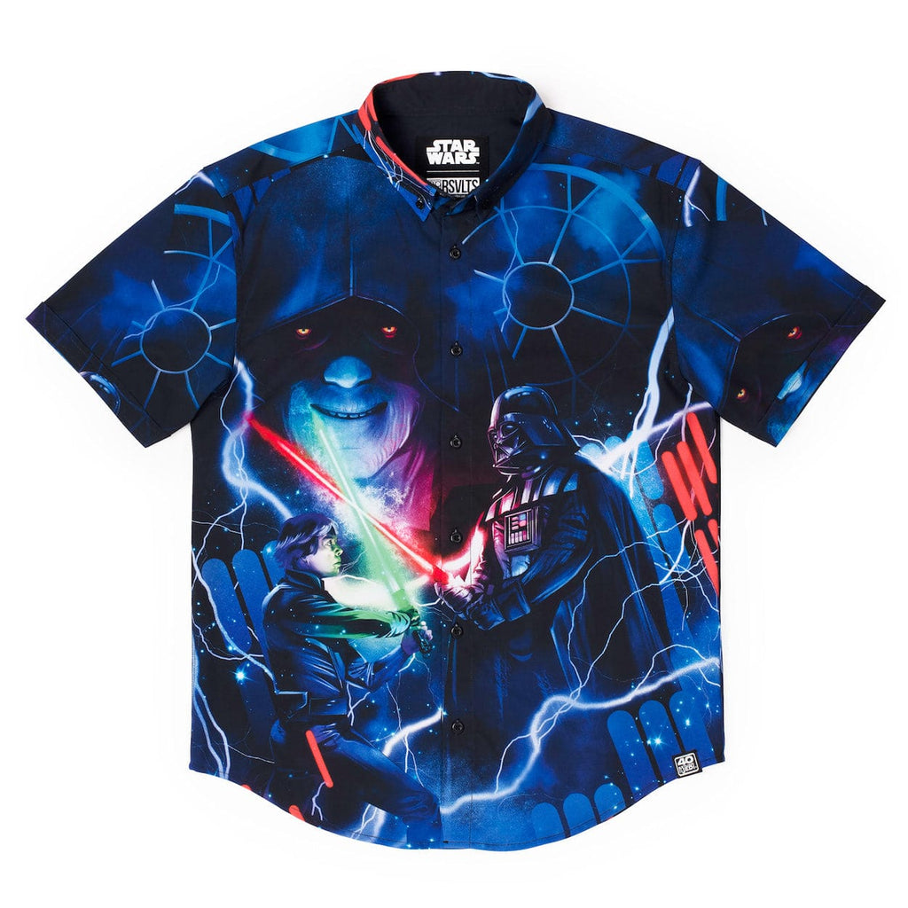 RSVLTS Like My Father Before Me KUNUFLEX Short Sleeve Shirt in Blue — front view