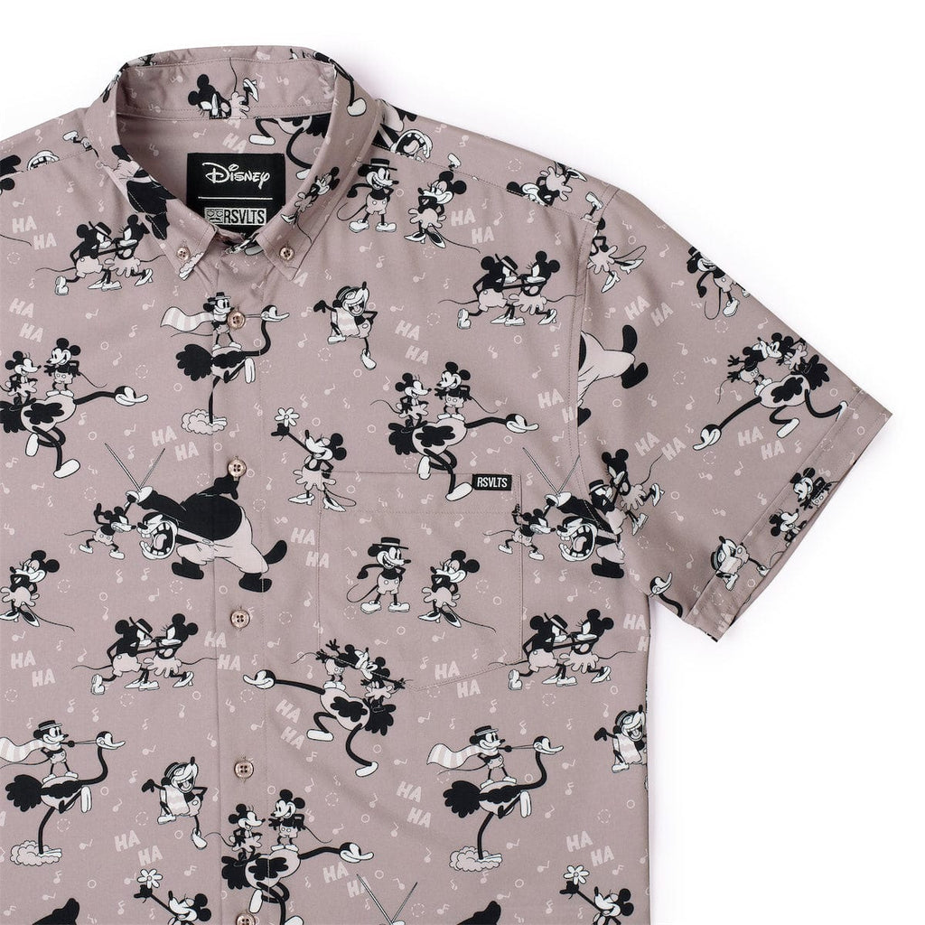 RSVLTS Mickey Mouse Saves The Day KUNUFLEX Short Sleeve Shirt in Red — front view