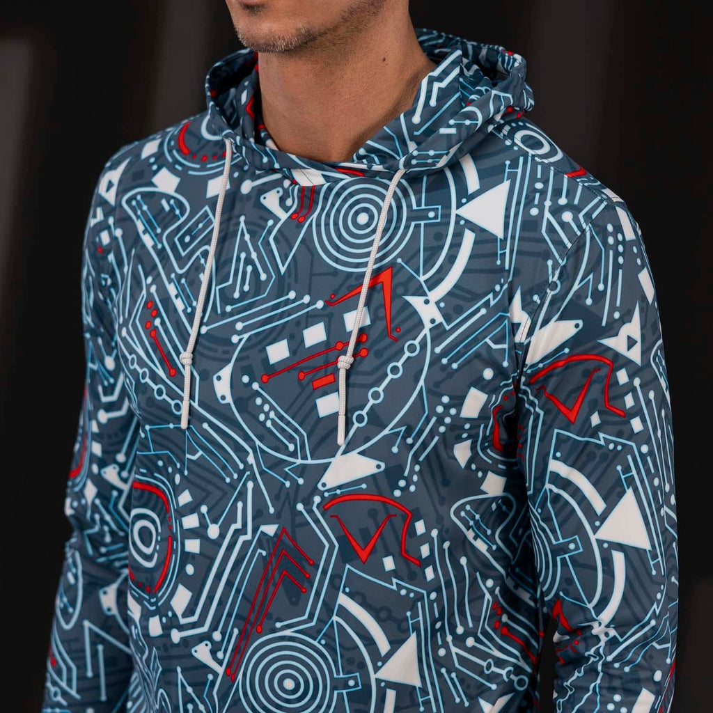 RSVLTS Greetings Programs Performance Hoodie in Blue — detail 6