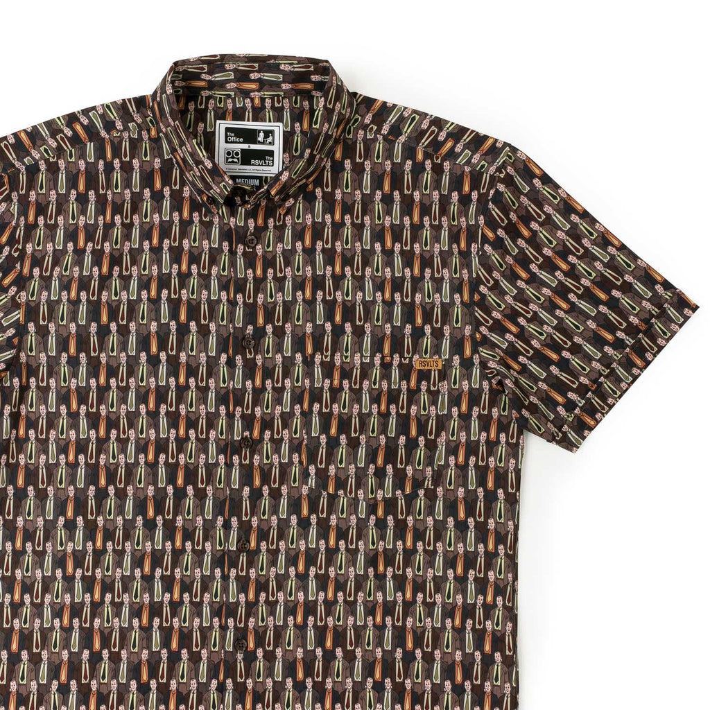 RSVLTS Octoby KUNUFLEX Short Sleeve Shirt in Brown — front view