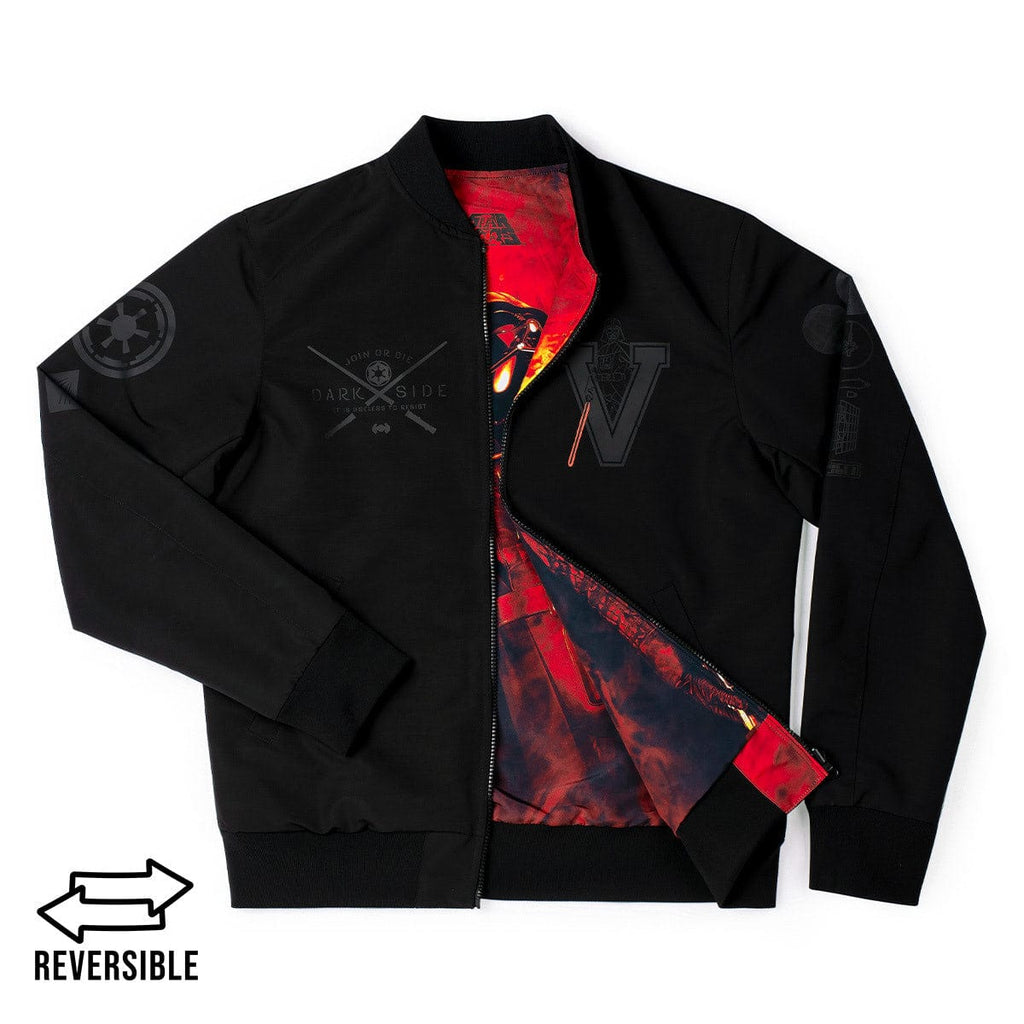 RSVLTS Join the Dark Side Reversible Bomber Jacket in Black — front view
