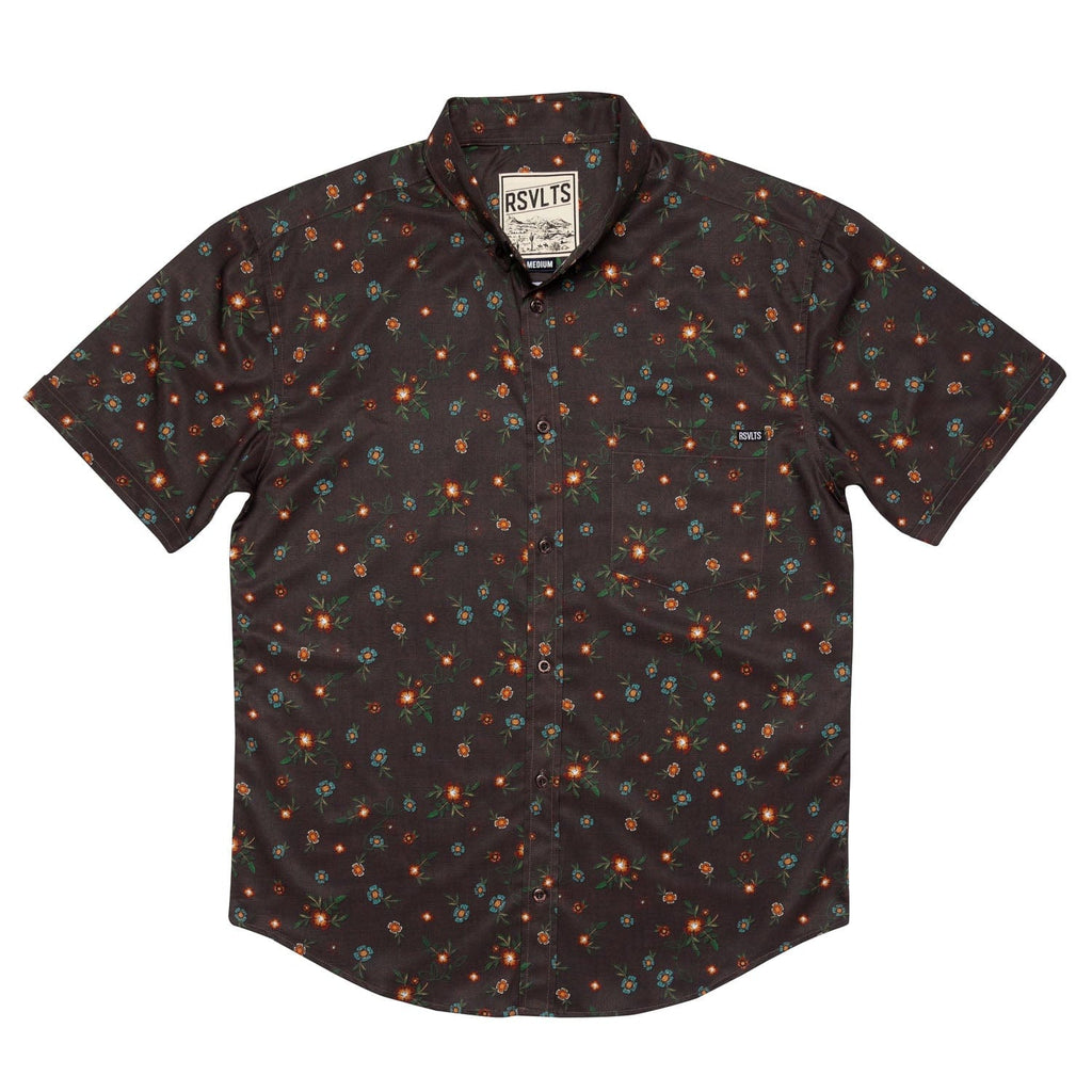 RSVLTS Wild Flower KUNUFLEX Short Sleeve Shirt in Brown — detail 3