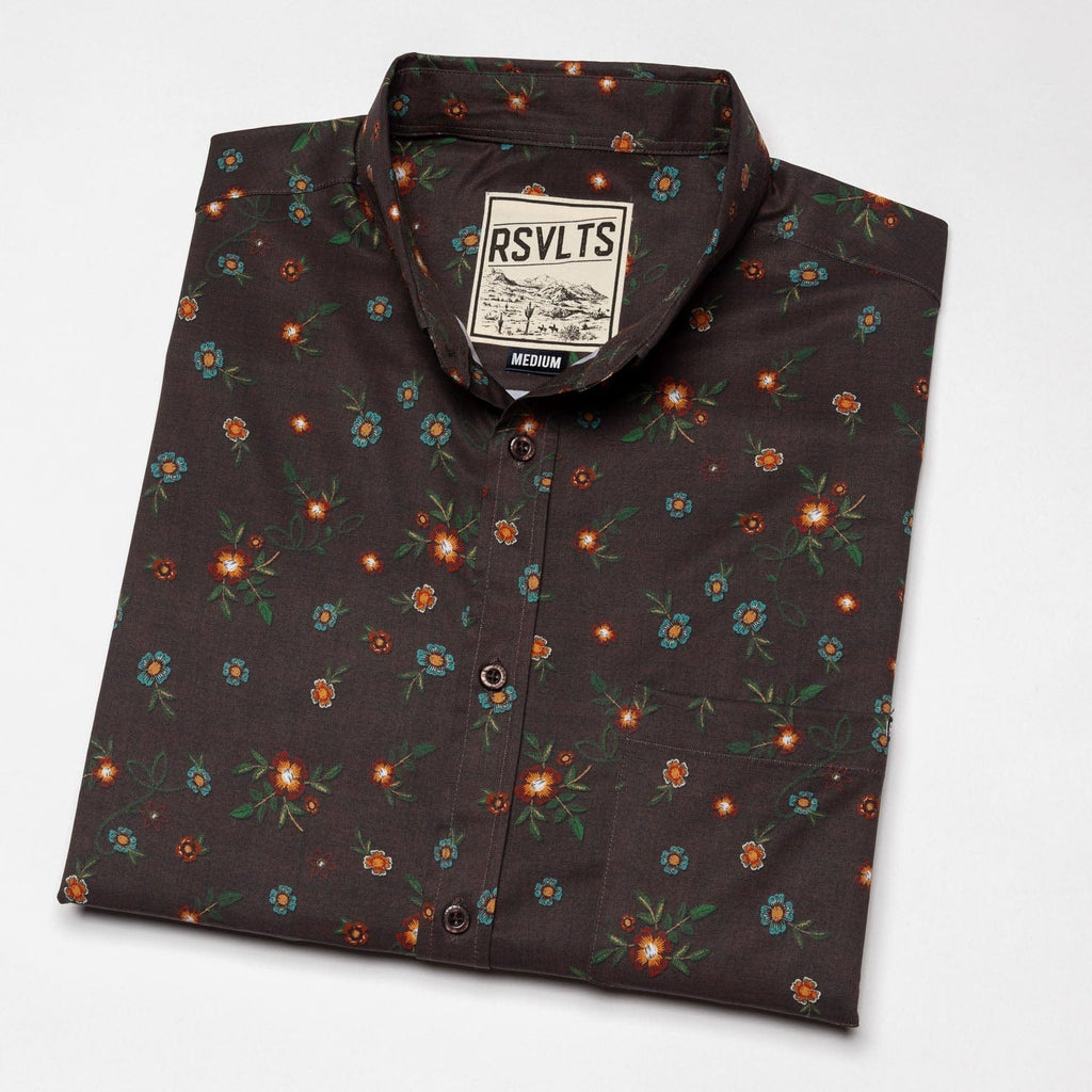 RSVLTS Wild Flower KUNUFLEX Short Sleeve Shirt in Brown — detail 8