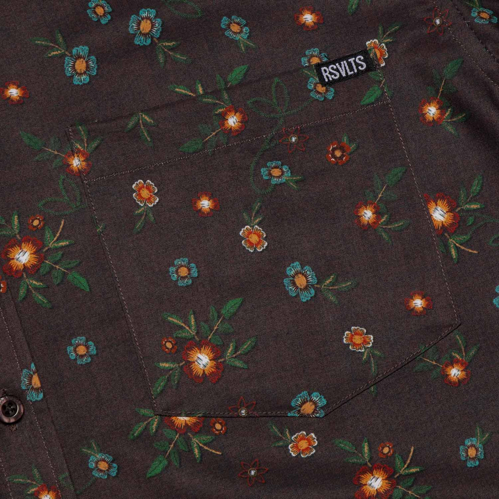 RSVLTS Wild Flower KUNUFLEX Short Sleeve Shirt in Brown — detail 5