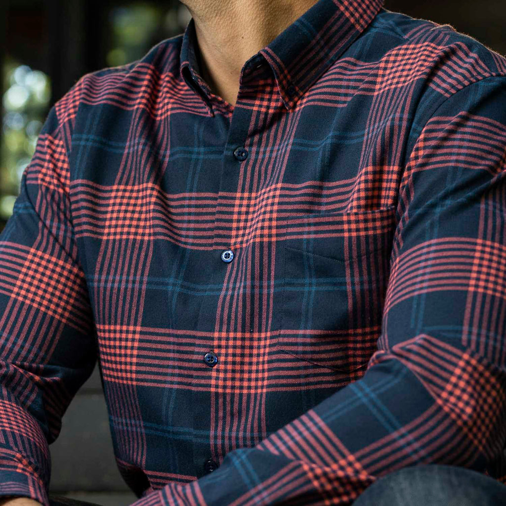 RSVLTS Plaidzz Michael Michaels BorlandFlex Long Sleeve Flannel in Red — detail 2