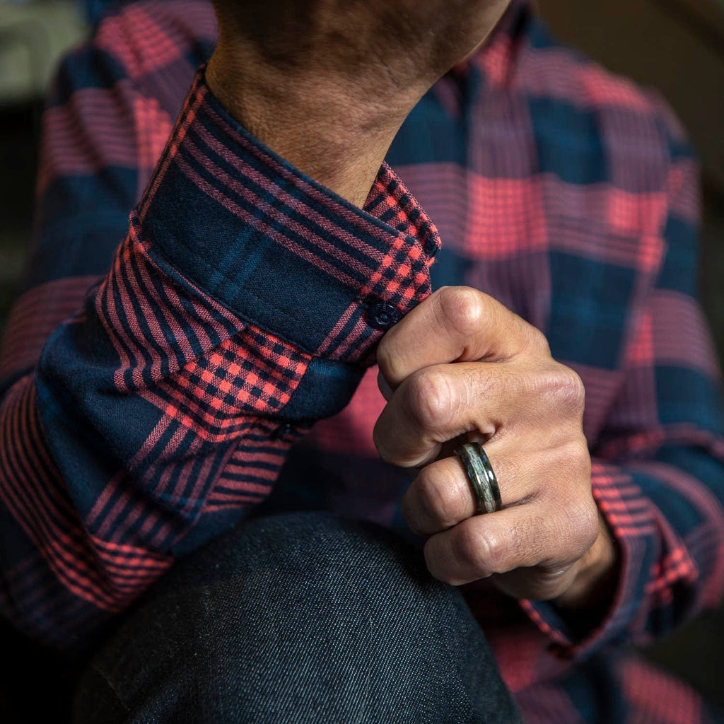 RSVLTS Plaidzz Michael Michaels BorlandFlex Long Sleeve Flannel in Red — detail 4