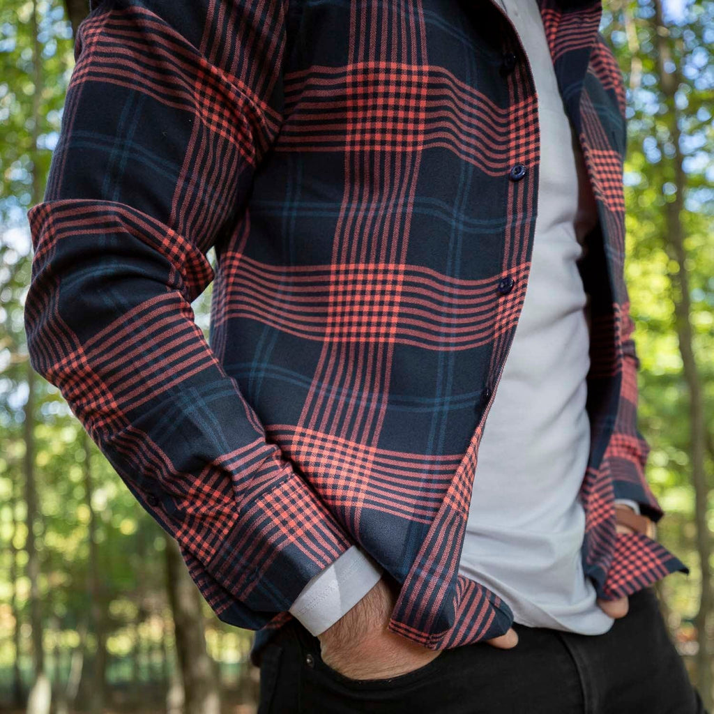 RSVLTS Plaidzz Michael Michaels BorlandFlex Long Sleeve Flannel in Red — detail 6