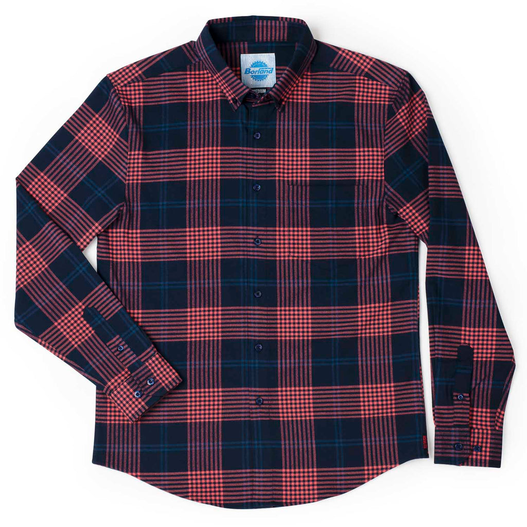 RSVLTS Plaidzz Michael Michaels BorlandFlex Long Sleeve Flannel in Red — front view