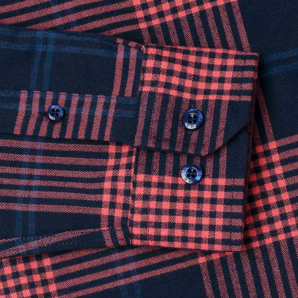RSVLTS Plaidzz Michael Michaels BorlandFlex Long Sleeve Flannel in Red — detail 7