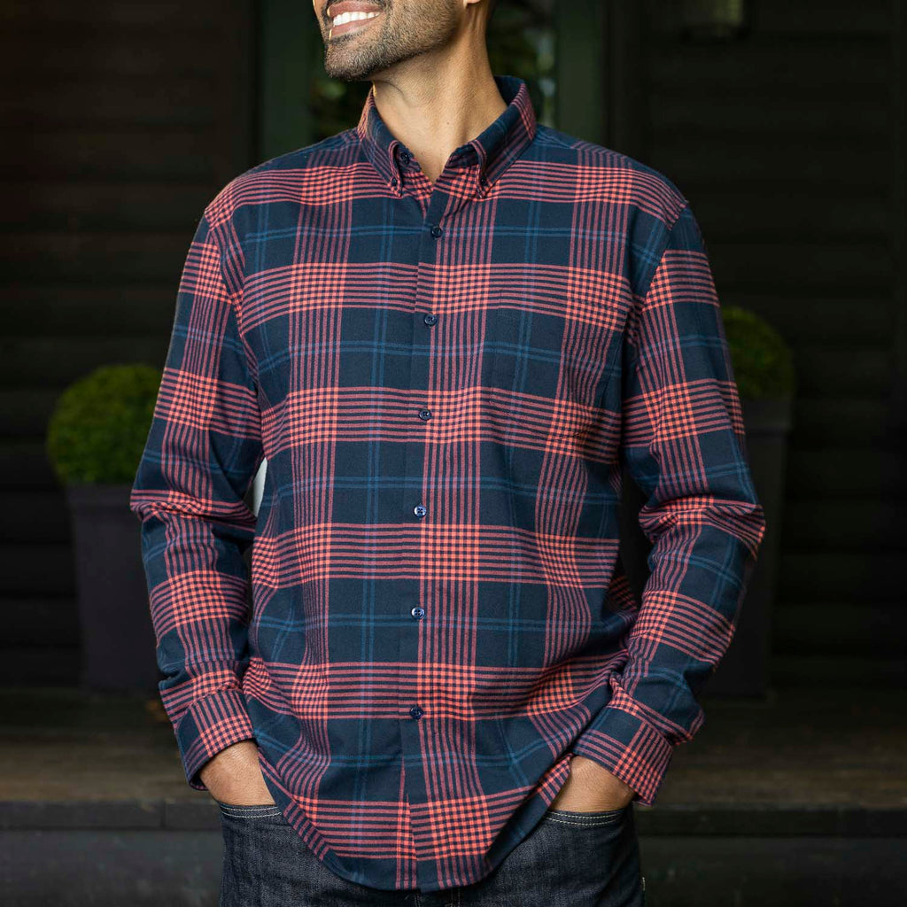 RSVLTS Plaidzz Michael Michaels BorlandFlex Long Sleeve Flannel in Red — detail 8