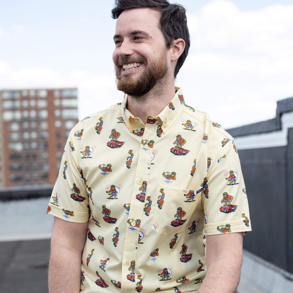 RSVLTS Werewolf In America KUNUFLEX Short Sleeve Shirt in Yellow — detail 7